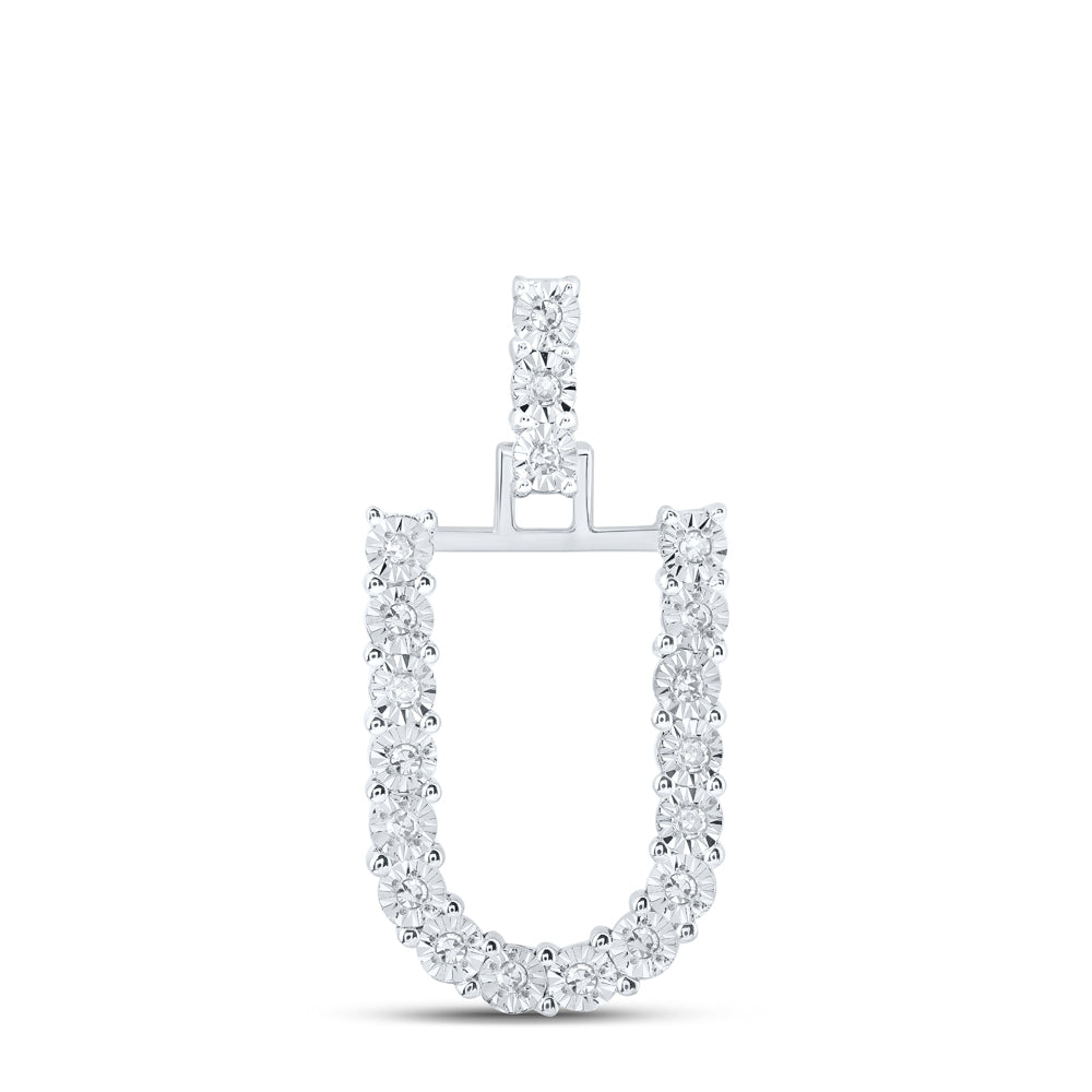 1/10CTW-DIA NK INITIAL "U" PENDANT