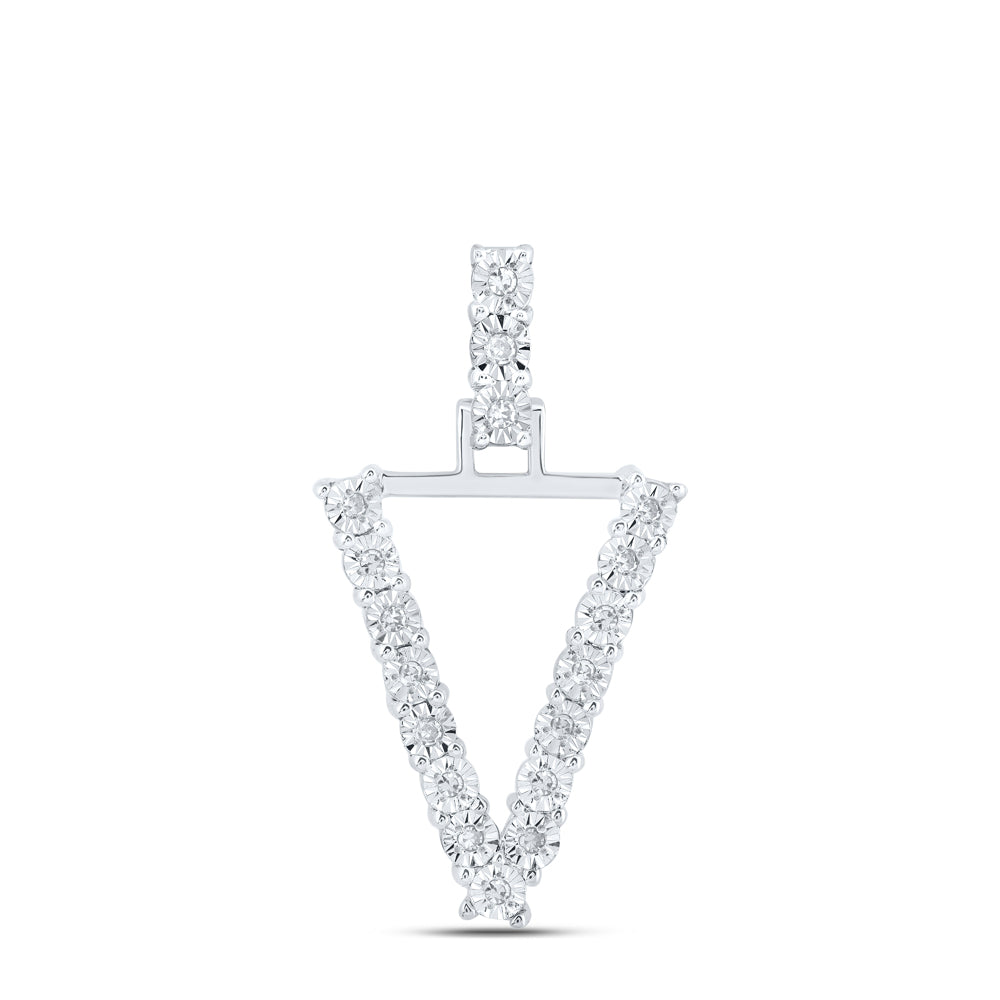 1/10CTW-DIA NK INITIAL "V" PENDANT