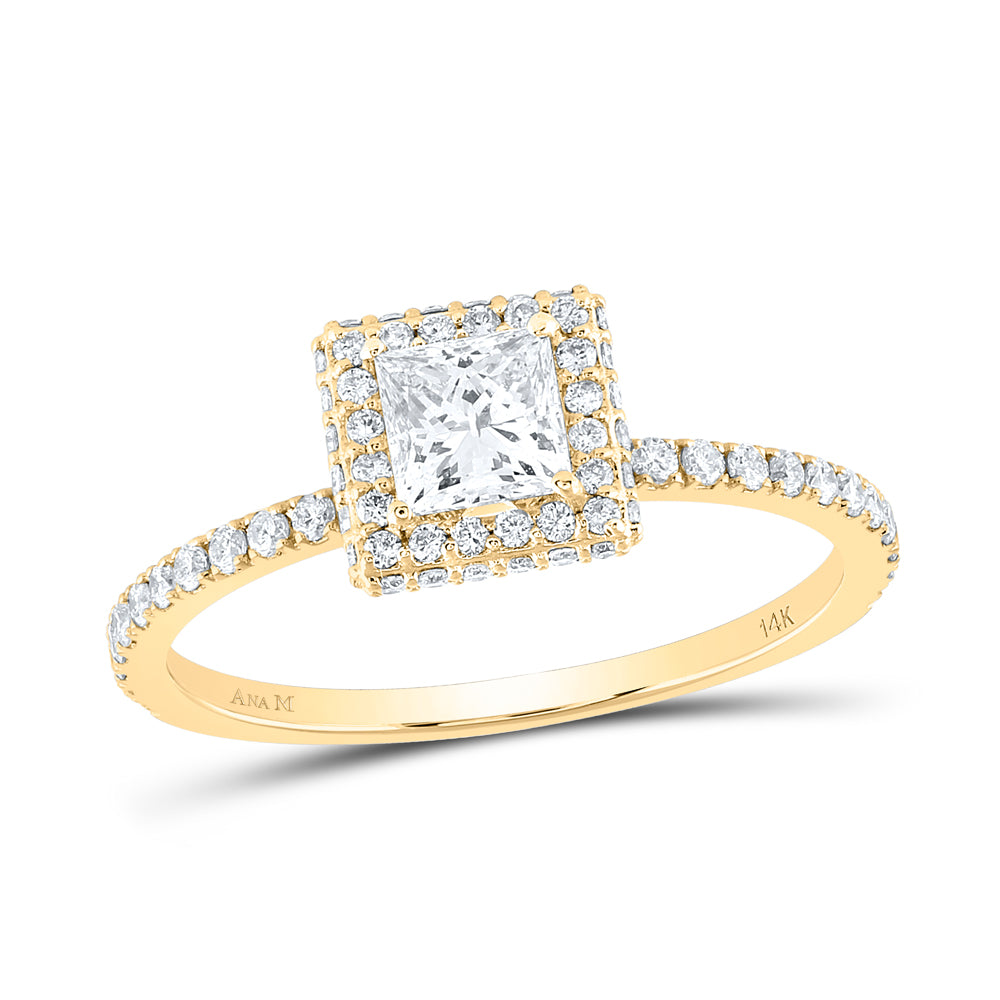 7/8CTW-DIA ANA M 1/2CT-CPR SINGLE HALO ENGAGEMENT RING