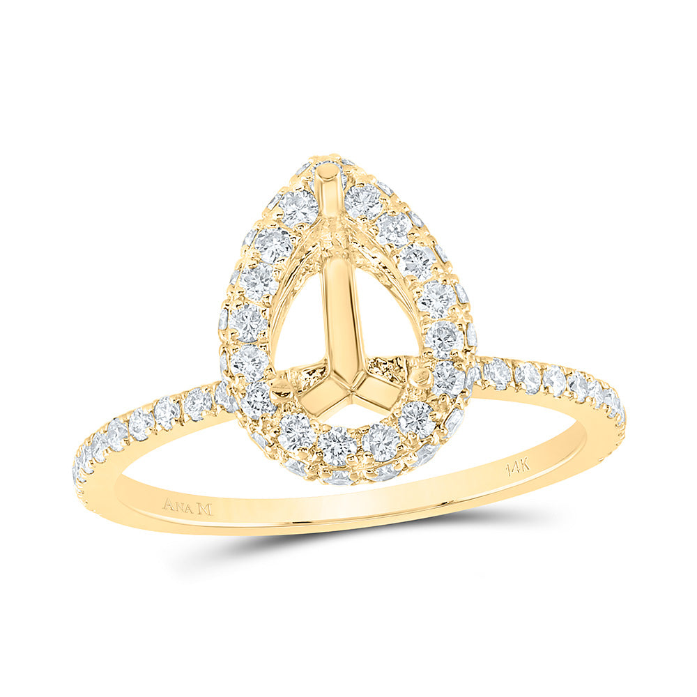 3/4CTW-DIA ANA M 1 1/2CT-PEAR SEMI-MOUNT SINGLE HALO ENG RING