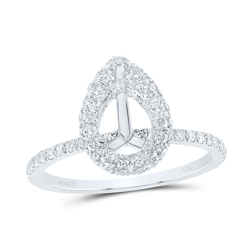 3/4CTW-DIA ANA M 1 1/2CT-PEAR SEMI-MOUNT SINGLE HALO  RING