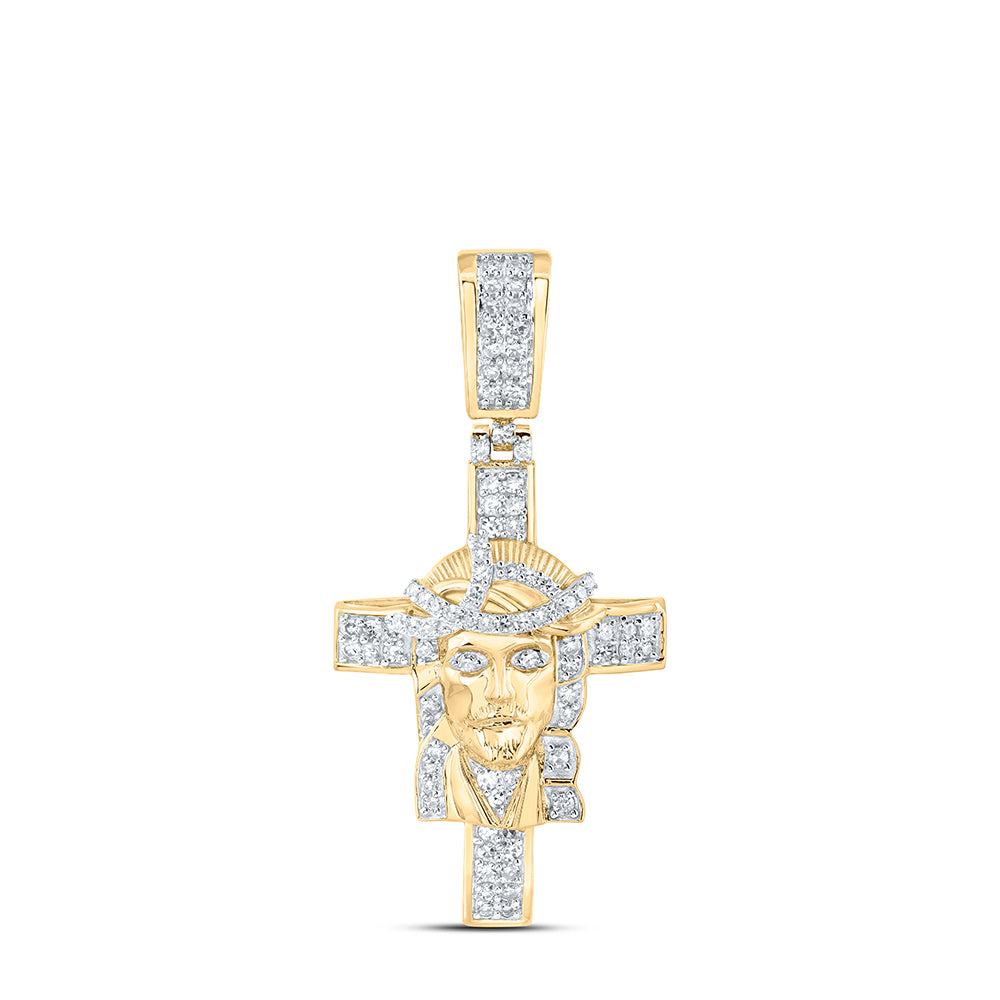 1/2CTW-DIA NK JESUS CROSS MENS CHARM
