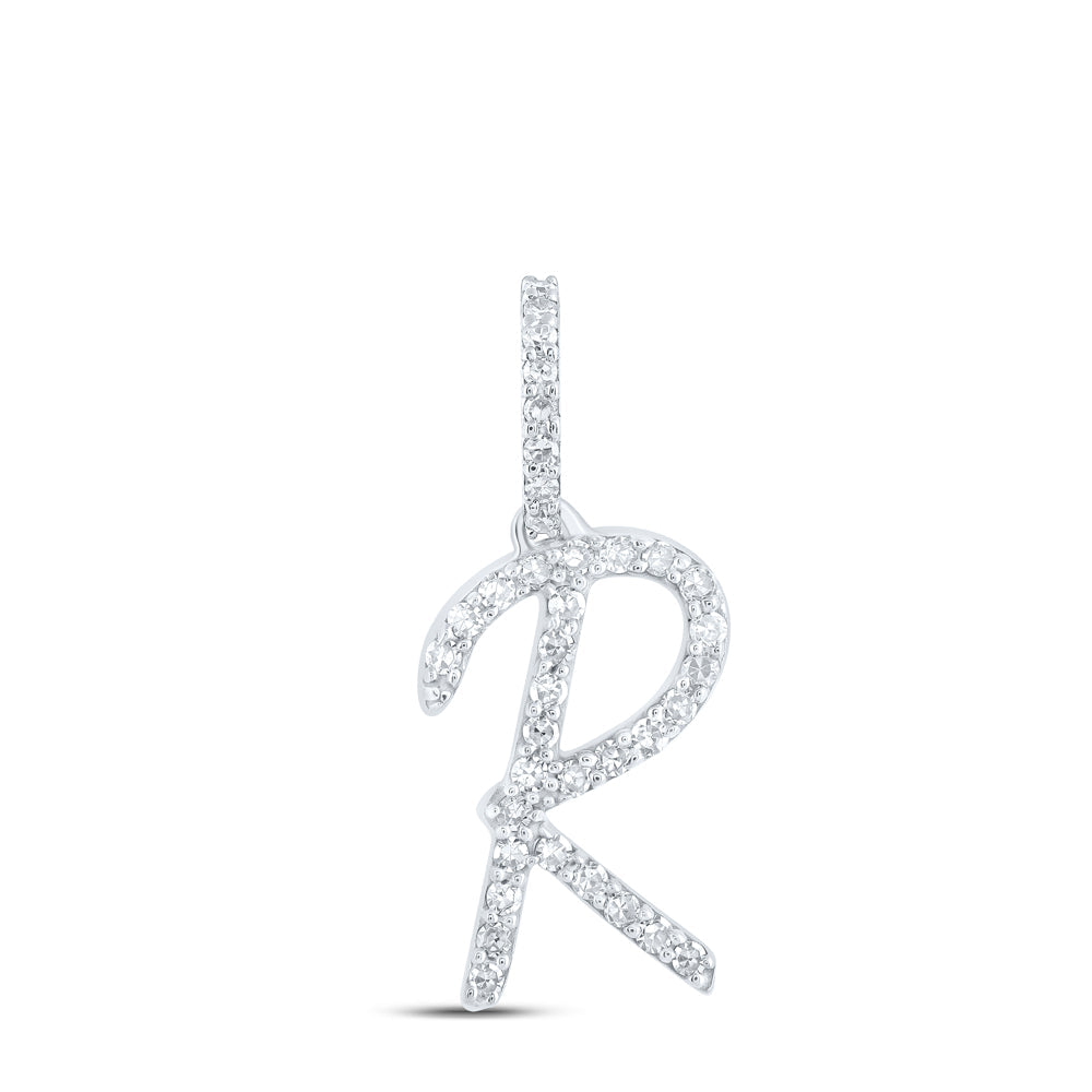 1/8CTW-DIA NK INITIAL "R" PENDANT