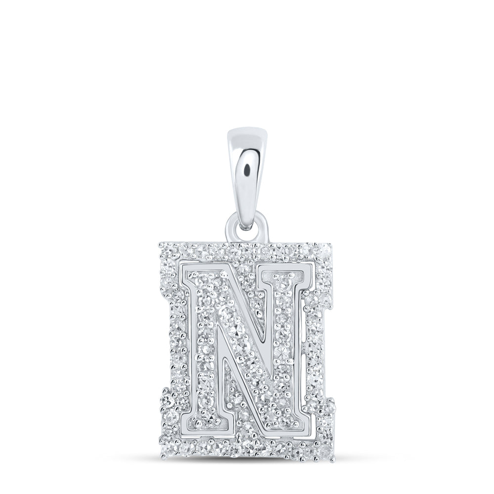 1/4CTW-DIA NK INITIAL "N" PENDANT