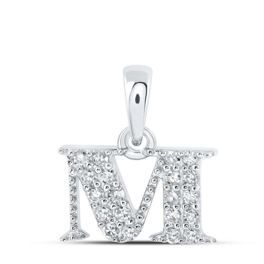 1/10CTW-DIA NK INITIAL "M" PENDANT