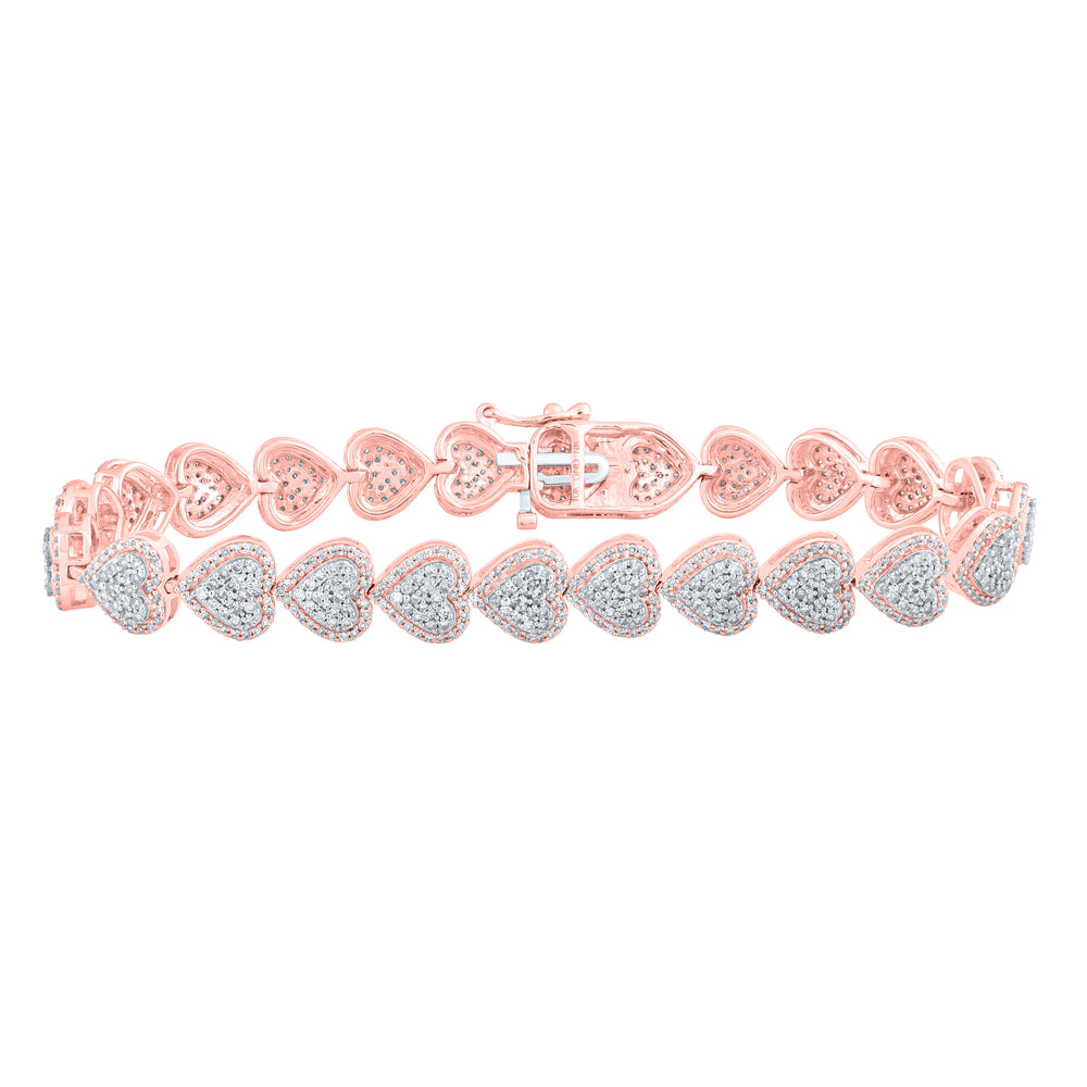 2 5/8CTW-DIA (7.10MM) NK HEART BRACELET 7 INCH