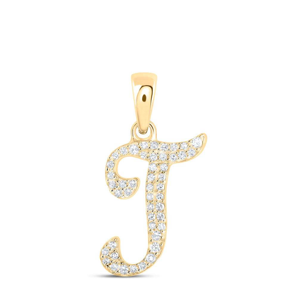 1/10CTW-DIA NK INITIAL "T" PENDANT