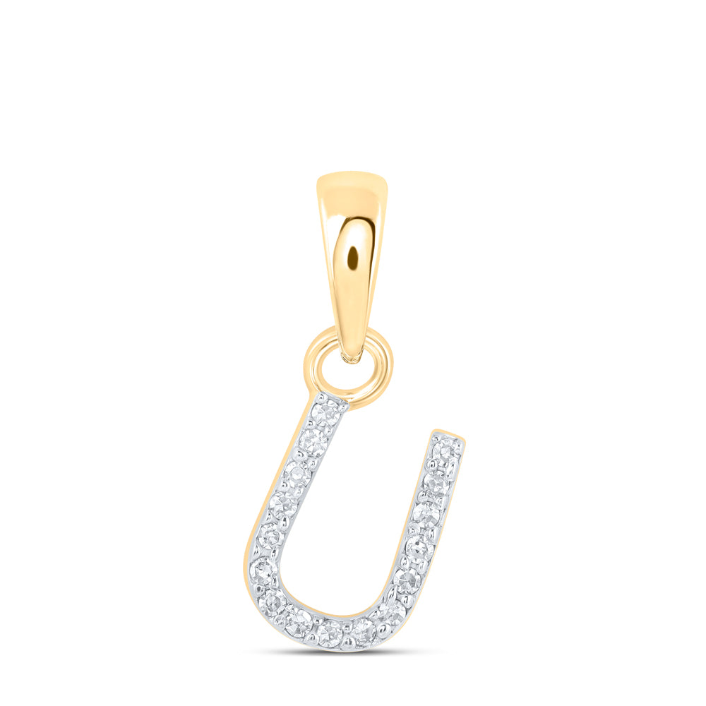 0.03CTW-DIA NK INITIAL "U" PENDANT