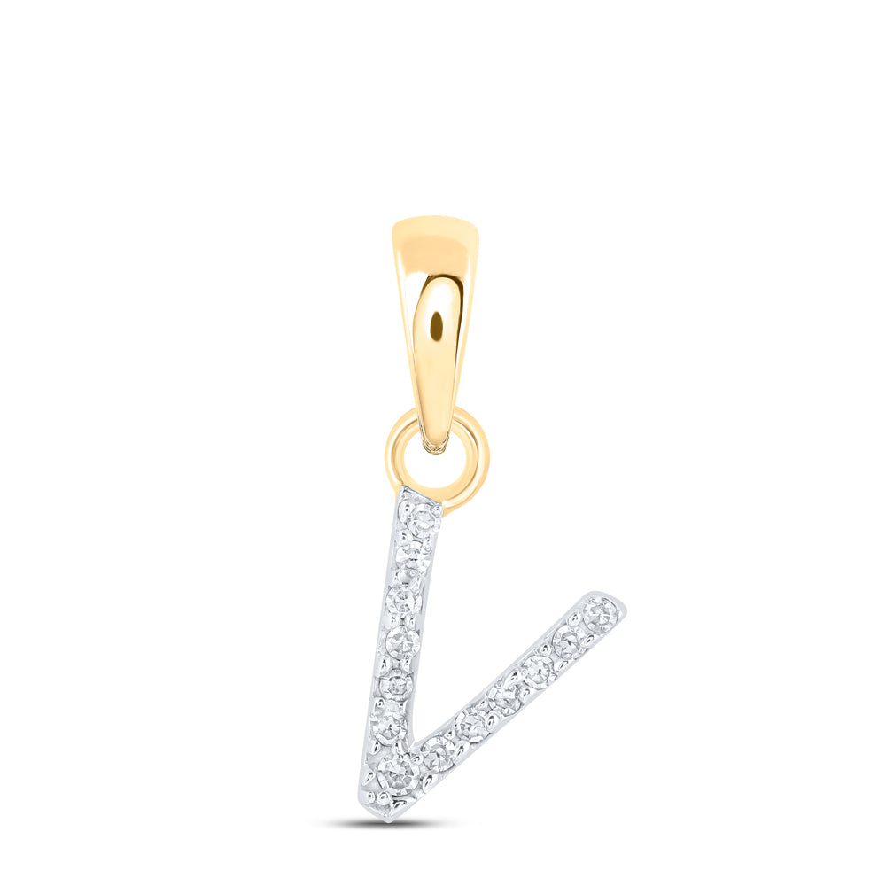0.03CTW-DIA NK INITIAL "V" PENDANT