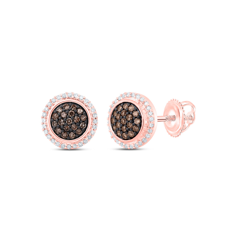 1/4CTW-DIA NK BROWN ROUND EARRING
