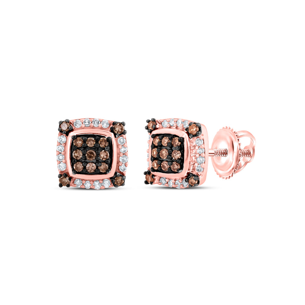 1/4CTW-DIA NK BROWN SQUARE EARRING