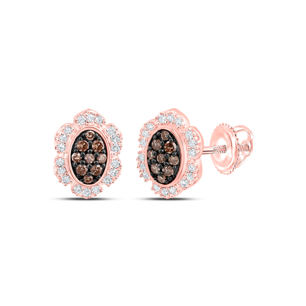 1/4CTW-DIA NK BROWN OVAL EARRING