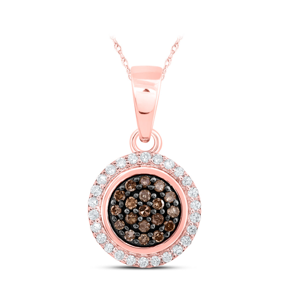 1/4CTW-DIA NK BROWN CIRCLE PENDANT