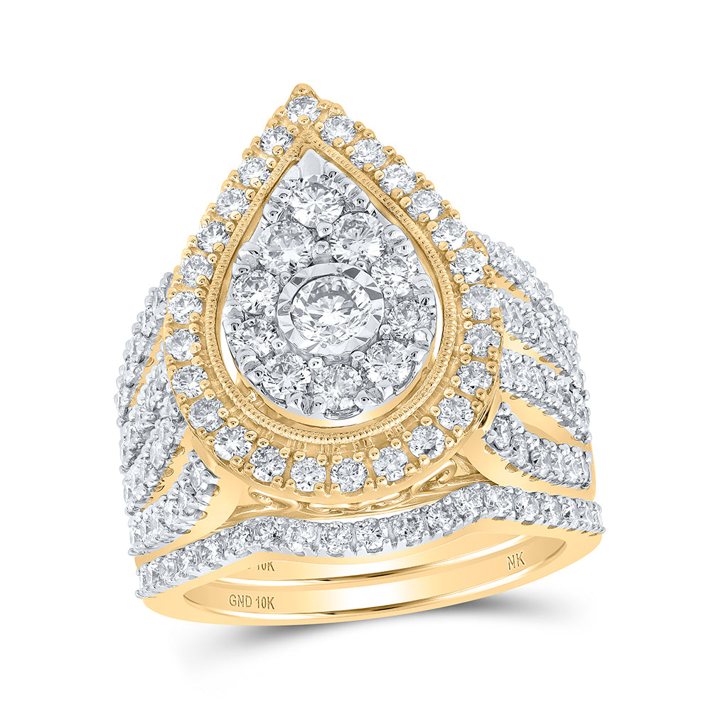 2 CTW-DIA NK 1/5CT-CRD BRIDAL SET SINGLE HALO