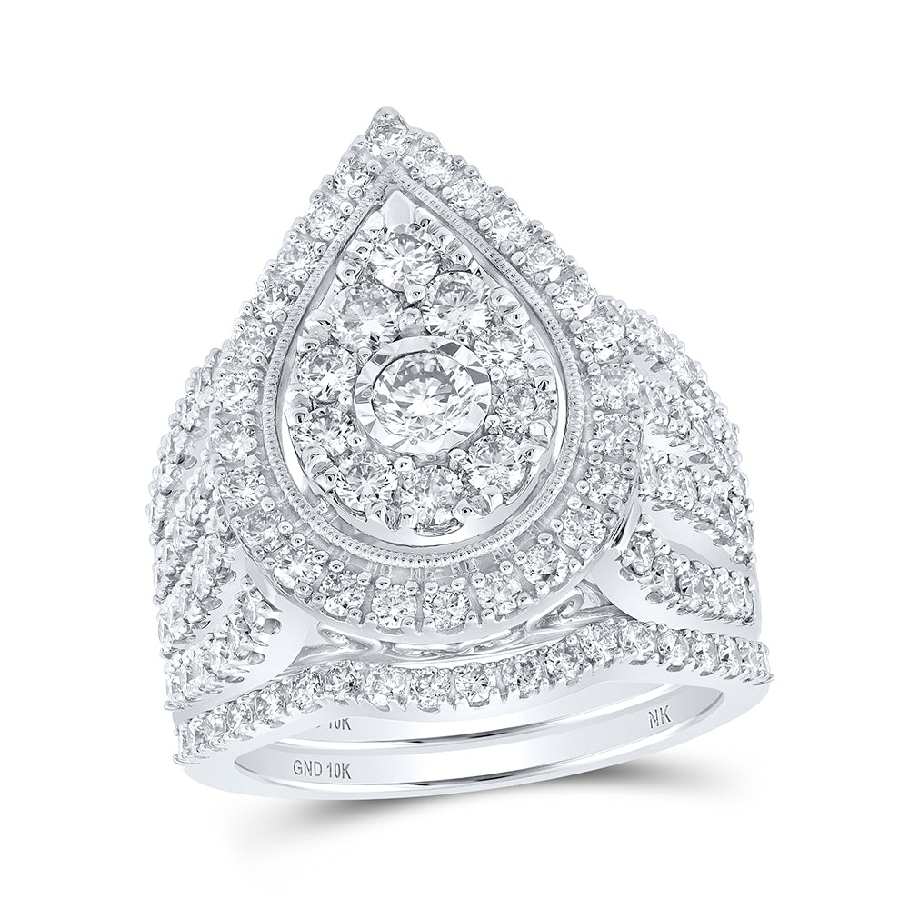 2 CTW-DIA NK 1/5CT-CRD BRIDAL SET SINGLE HALO