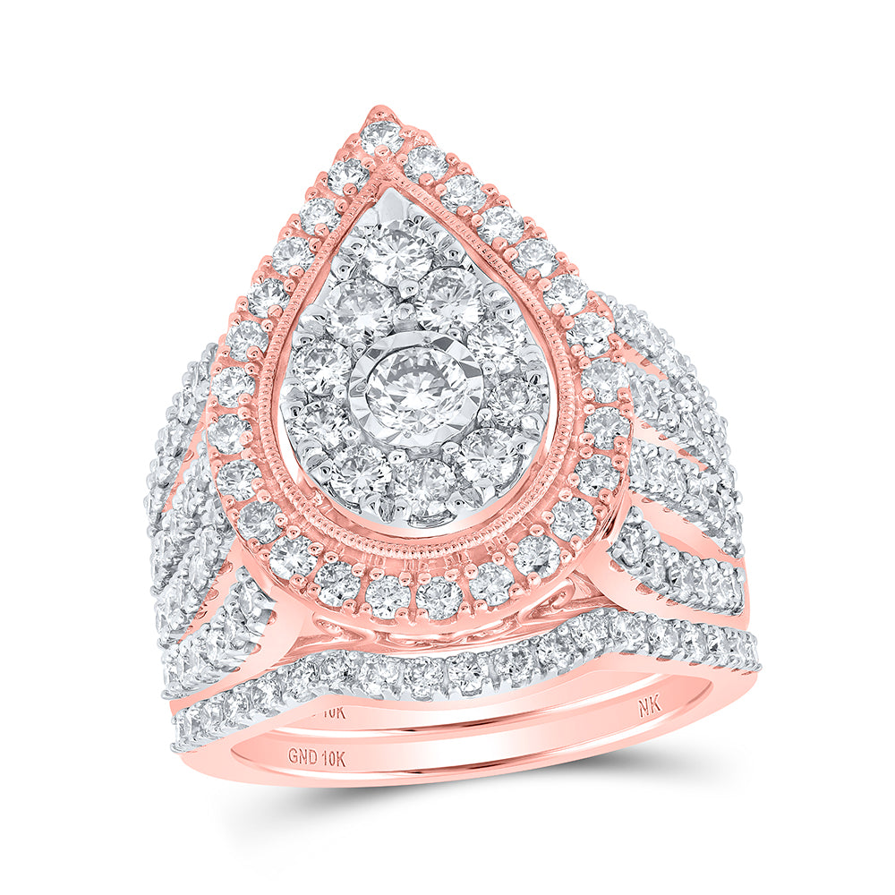 2 CTW-DIA NK 1/5CT-CRD BRIDAL SET SINGLE HALO