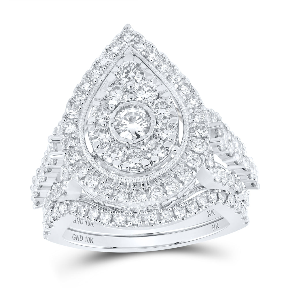 2 CTW-DIA NK 1/5CT-CRD BRIDAL SET SINGLE HALO