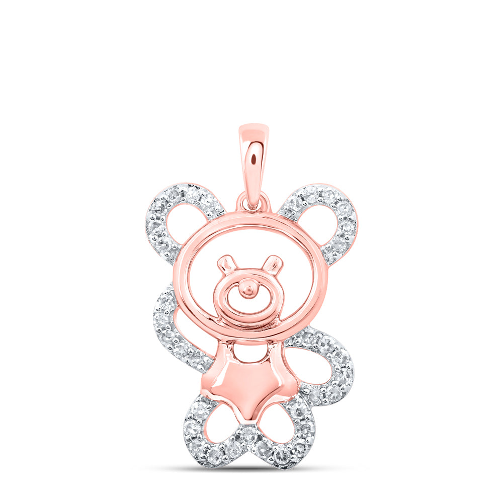 1/6CTW-DIA NK TEDDY BEAR PENDANT