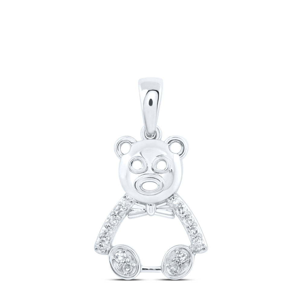 1/10CTW-DIA NK TEDDY BEAR PENDANT