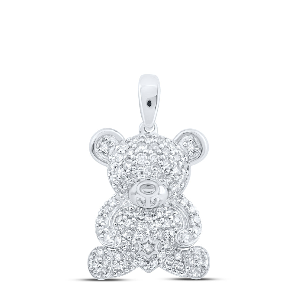 1/2CTW-DIA NK TEDDY BEAR PENDANT