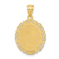 Load image into Gallery viewer, 14k Solid Satin Polished Leo Zodiac Oval Pendant
