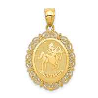 Load image into Gallery viewer, 14k Solid Satin Polished Sagittarius Zodiac Oval Pendant
