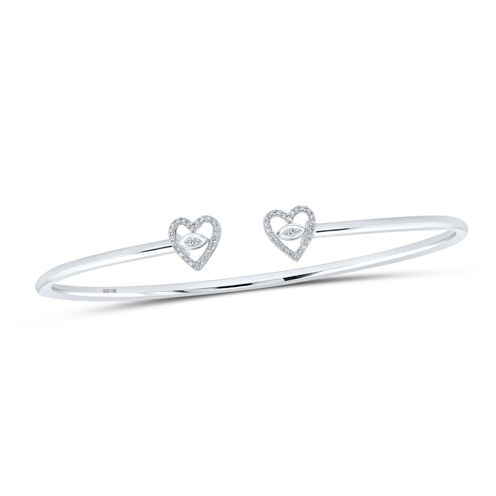 1/10CTW-DIA CN HEART BANGLE (50X60)