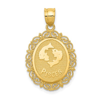 Load image into Gallery viewer, 14k Solid Satin Polished Pisces Zodiac Oval Pendant
