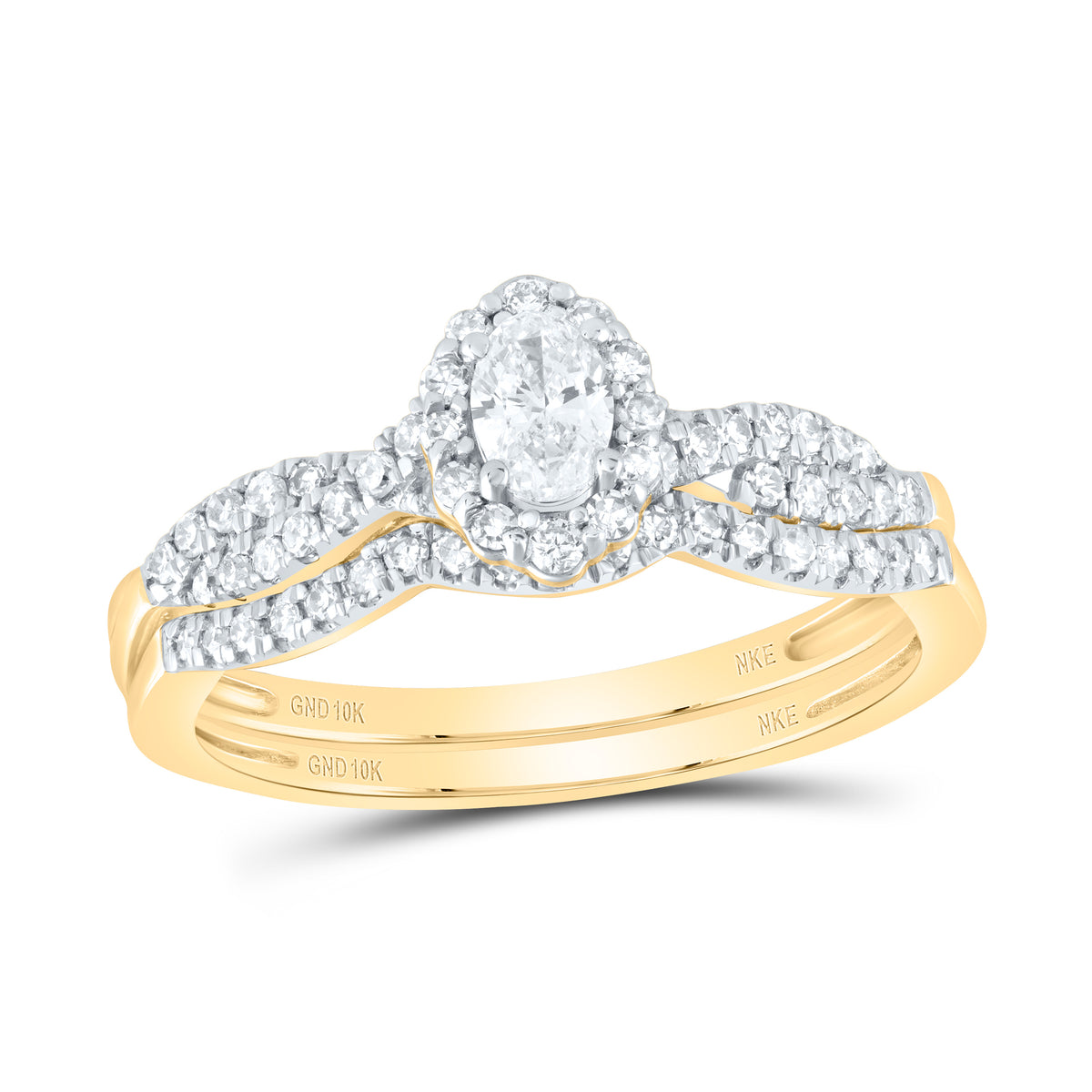 1/2CTW-DIA NKE 1/5CT-COVAL SINGLE HALO BRIDAL SET