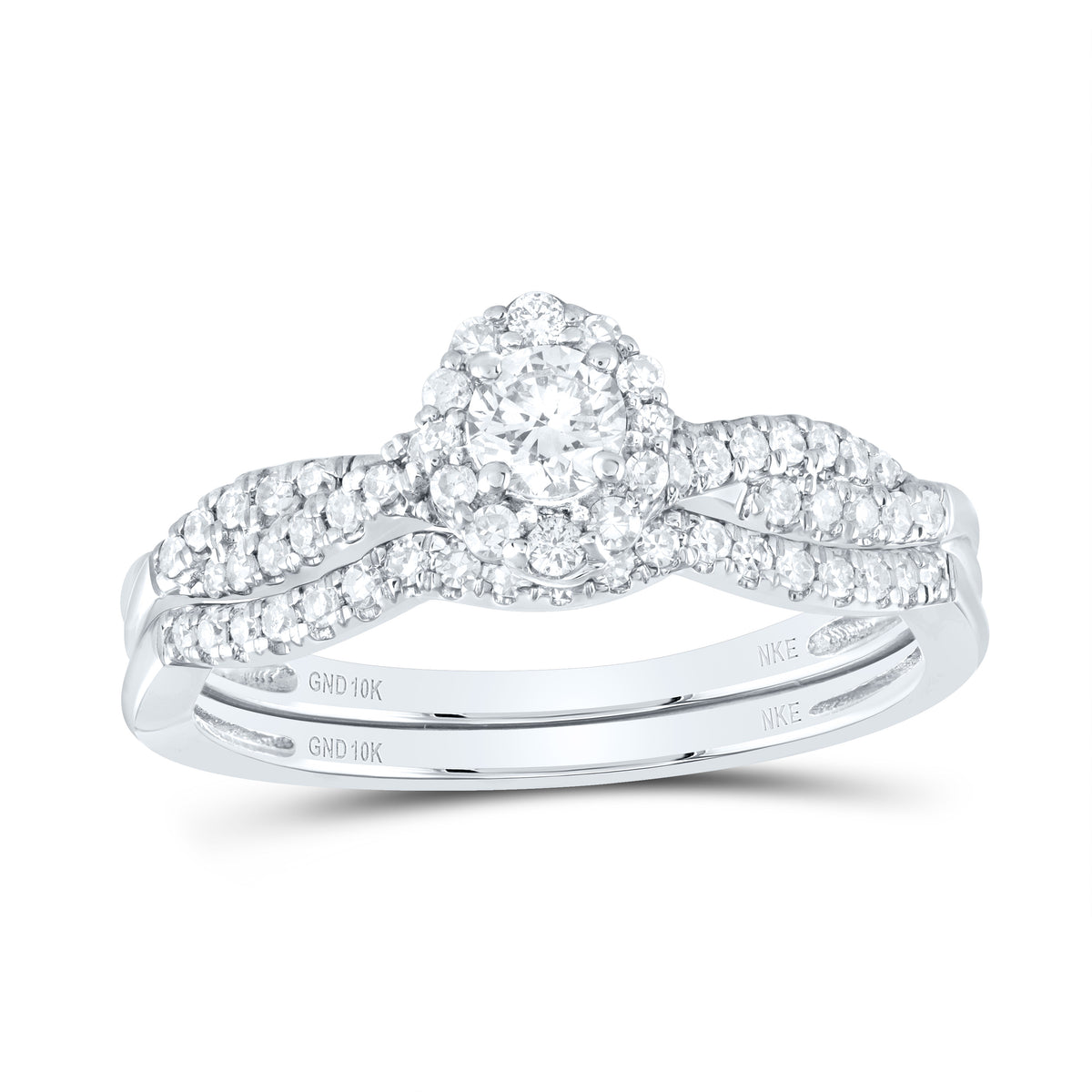 1/2CTW-DIA NKE 1/5CT-CRD BRIDAL SET SINGLE HALO