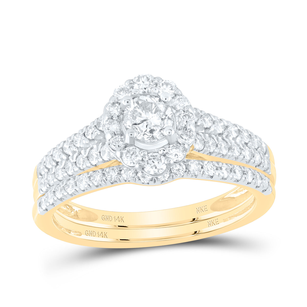 1CTW-DIA NKE 1/3CT-CRD BRIDAL SET SINGLE HALO