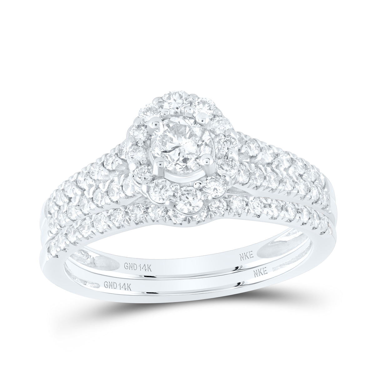 1CTW-DIA NKE 1/3CT-CRD BRIDAL SET SINGLE HALO