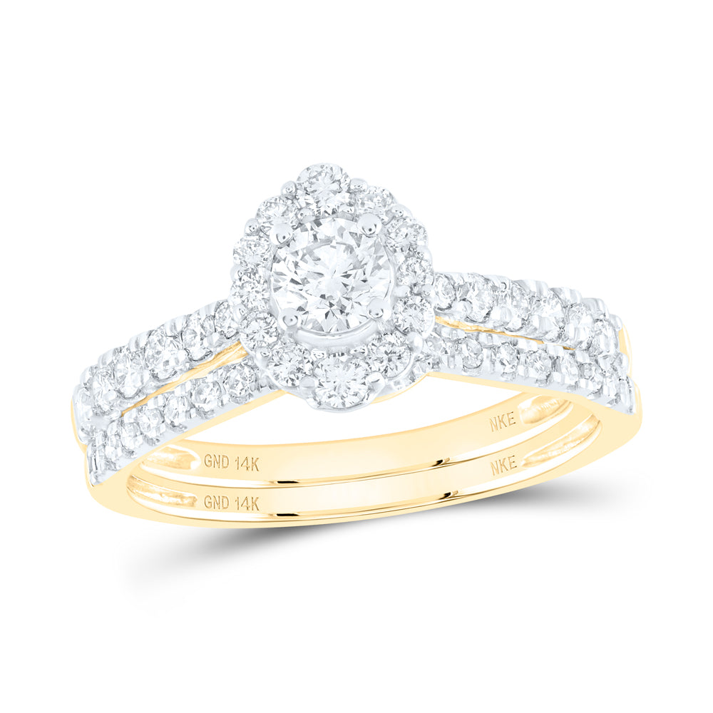 1CTW-DIA NKE 1/3CT-CRD  BRIDAL SET SINGLE HALO CERT