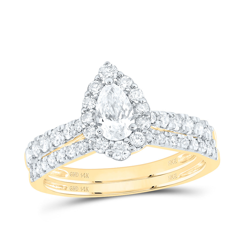 1CTW-DIA NKE 1/3CT-CPEAR  BRIDAL SET SINGLE HALO
