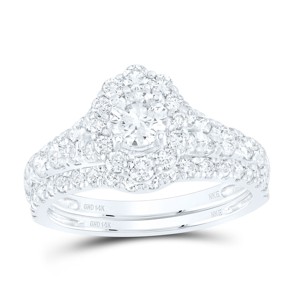 1 1/2CTW-DIA NKE 3/8CT-CRD BRIDAL SET SINGLE HALO