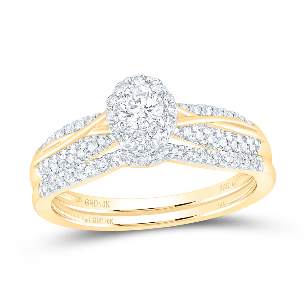 1/2CTW-DIA NKE 1/5CT-CRD BRIDAL SET SINGLE HALO