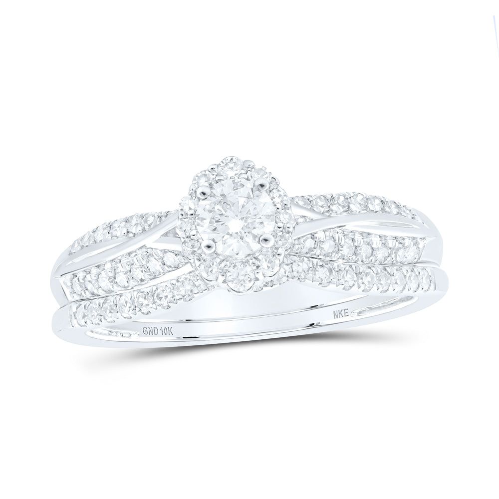 1/2CTW-DIA NKE 1/5CT-CRD BRIDAL SET SINGLE HALO