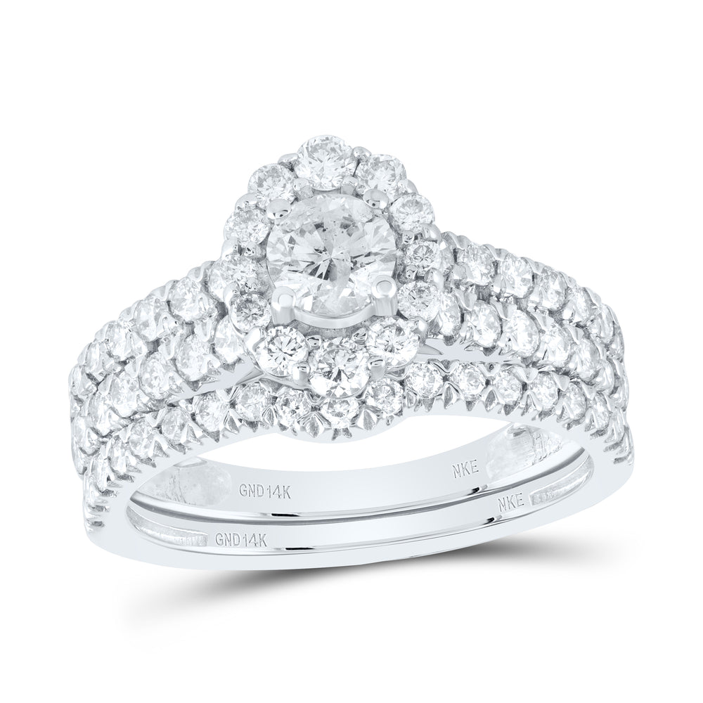 1 1/2CTW-DIA NKE 3/8CT-CRD BRIDAL SET SINGLE HALO