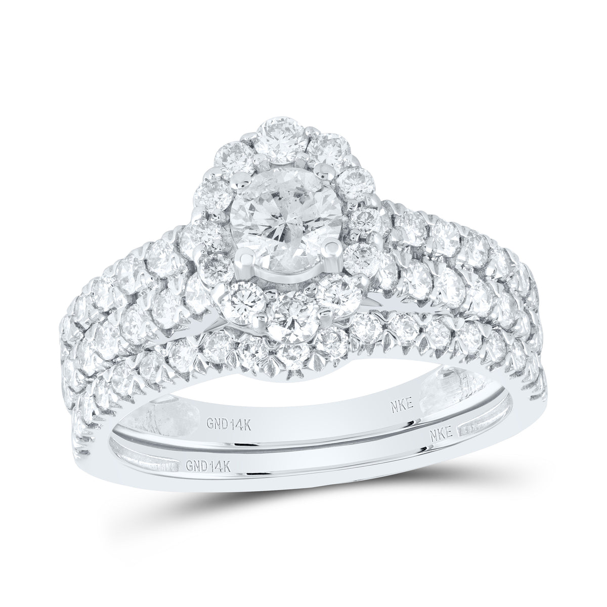 1 1/2CTW-DIA NKE 3/8CT-CRD BRIDAL SET SINGLE HALO