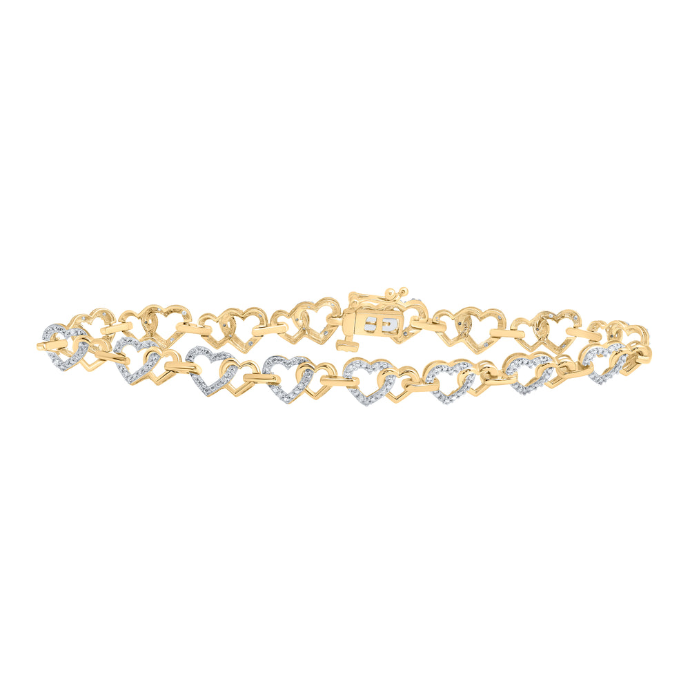 1/4CTW-DIA P2 (7.60MM) HEART BRACELET(7.25 INCH)