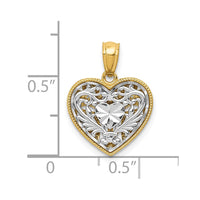Load image into Gallery viewer, 14K Two-tone Polished Diamond-cut Reversible Heart Pendant
