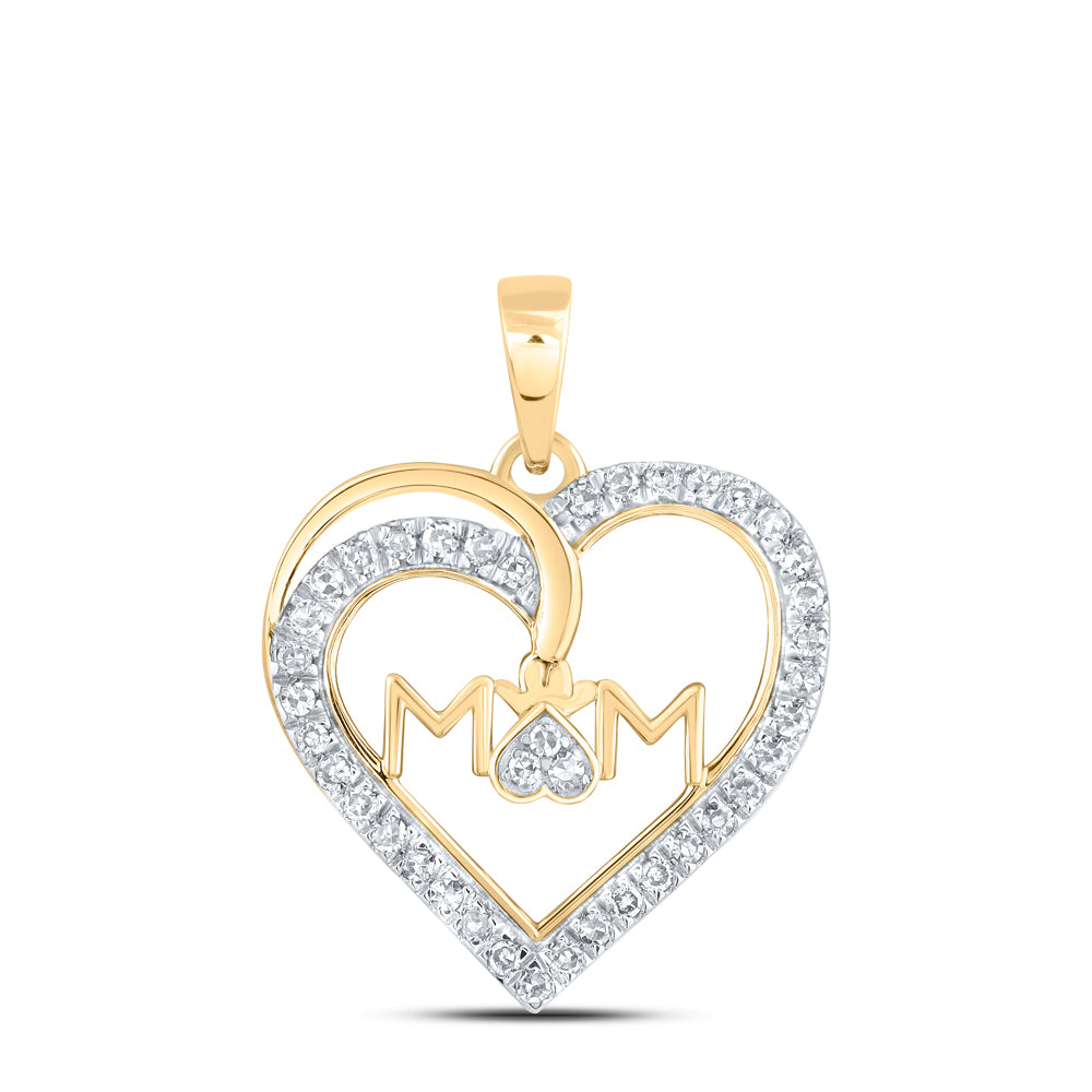 1/6CTW-DIA NK MOM HEART PENDANT