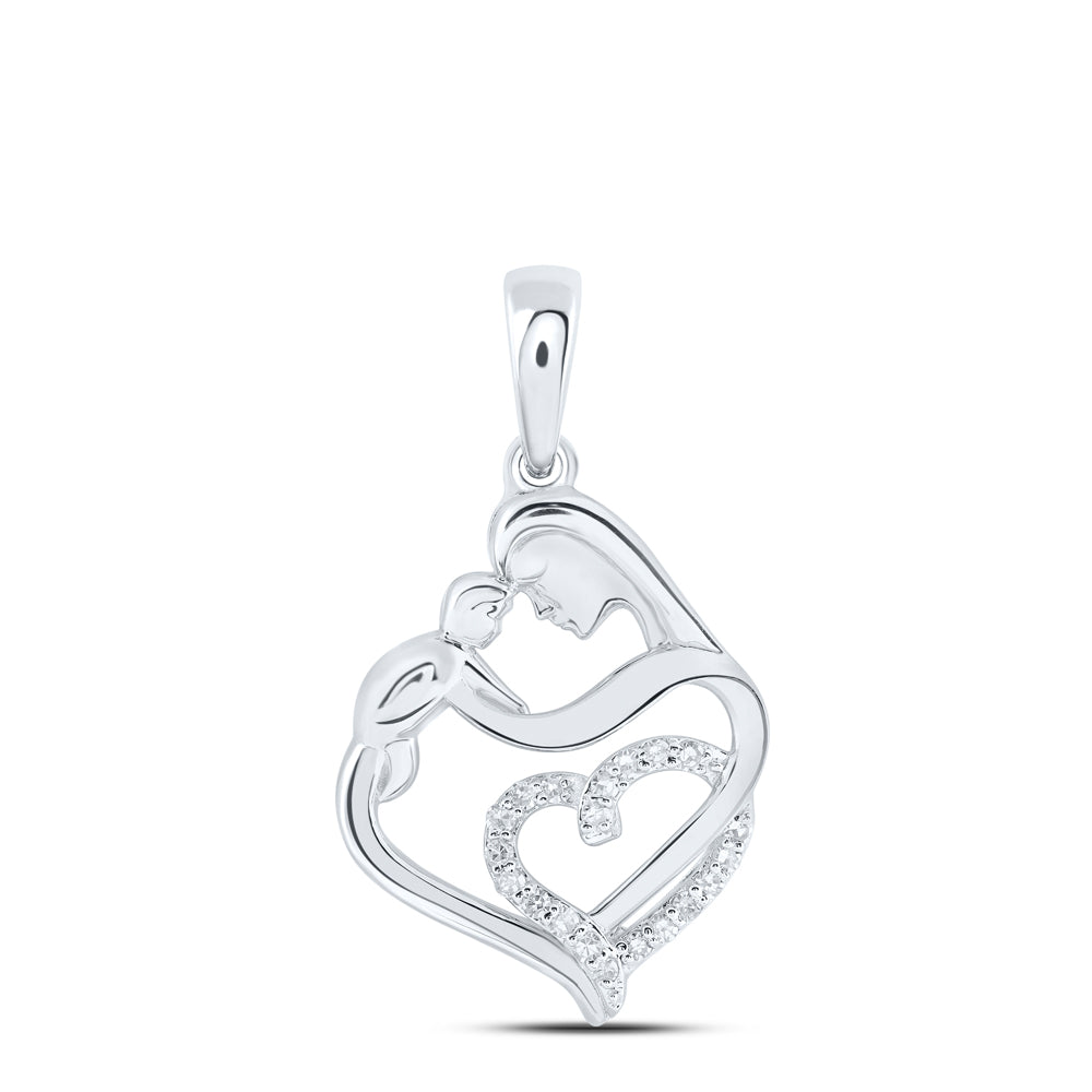 1/12CTW-DIA NK MOM HEART PENDANT