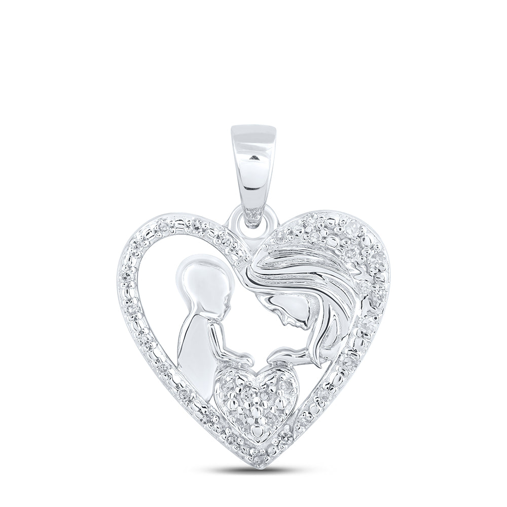 1/12CTW-DIA NK MOM HEART PENDANT