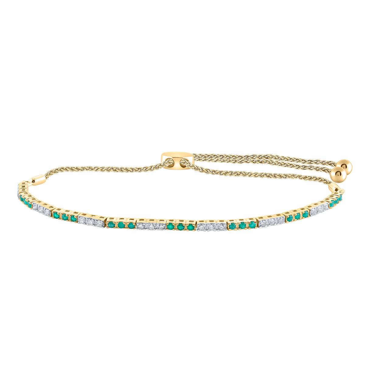 1/2CTW-DIA NK 1/2CT-EME BOLO BRACELET(9 INCH)