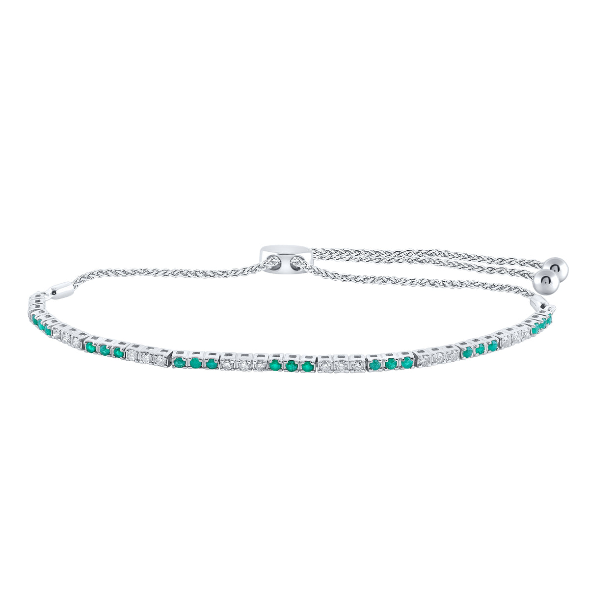 1/2CTW-DIA NK 1/2CT-EME BOLO BRACELET(9 INCH)