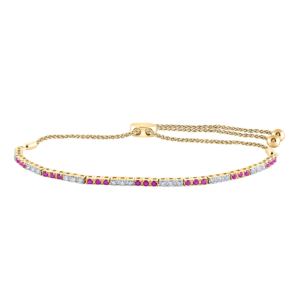 1/2CTW-DIA NK 1/2CT-RUBY BOLO BRACELET(9 INCH)