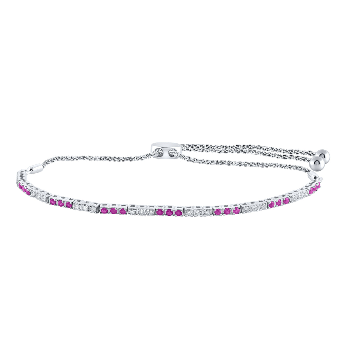 1/2CTW-DIA NK 1/2CT-RUBY BOLO BRACELET(9 INCH)