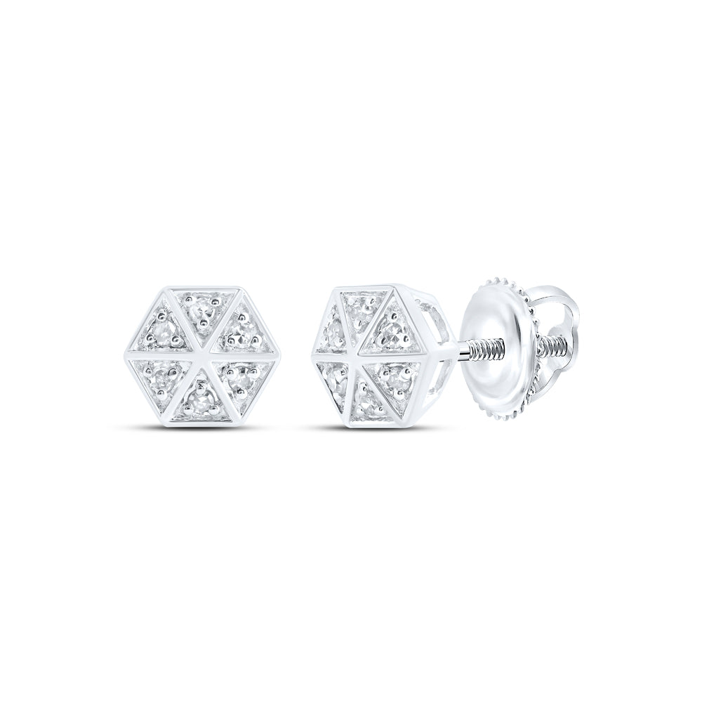 1/10CTW-DIA NK HEXAGON EARRING