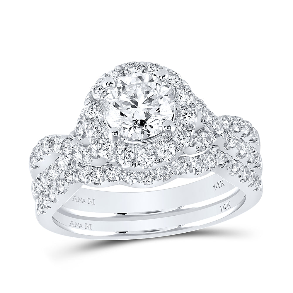 2 CTW-DIA ANA M 1CT-CRD BRIDAL SET 1 HALO